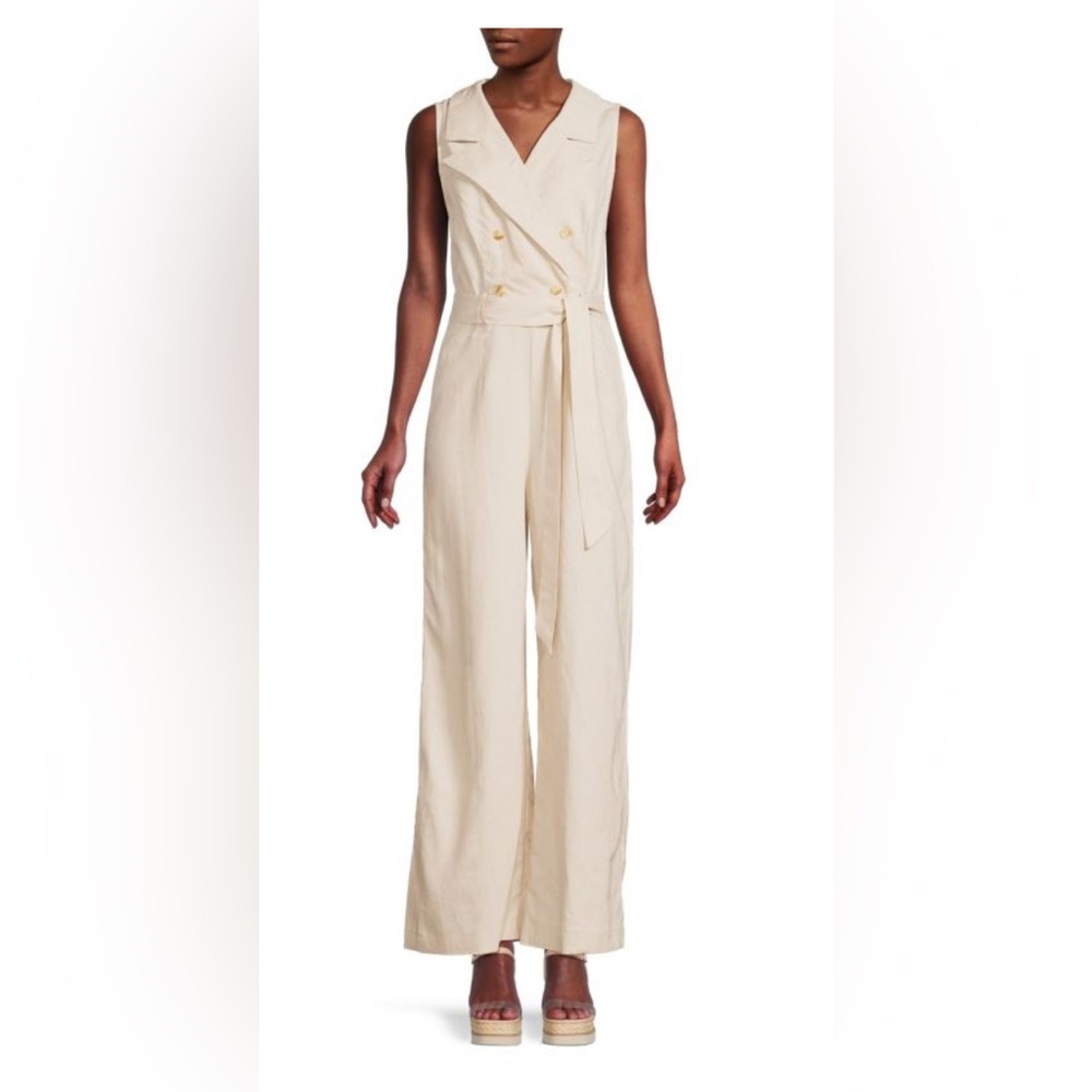 NANETTE NANETTE LEPORE Double Breasted Linen Blend Jumpsuit Size US 14